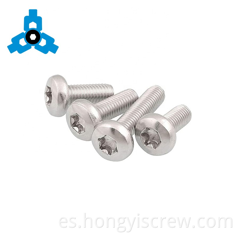 DIN7985TX Torx Tornillo de robo de cabecera ranurada con tornillos de cabezal de botón de seis lóbulos de acero inoxidable de 304